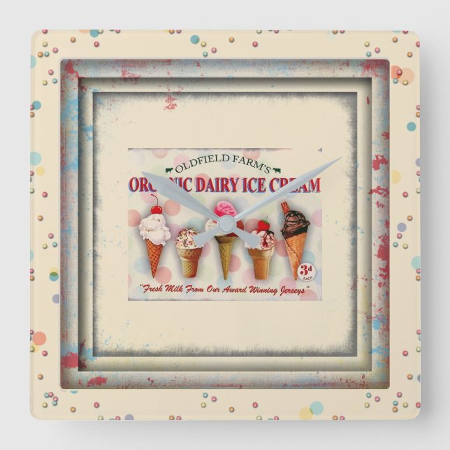 Vintage ice cream parlor sign clock (Front)