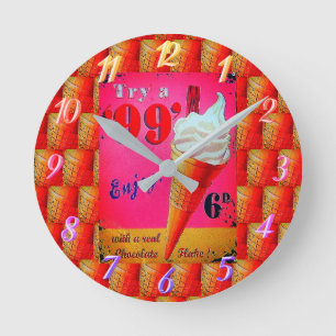 Vintage ice cream parlor sign clock