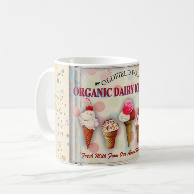 Vintage ice cream parlor sign mug (Front Left)