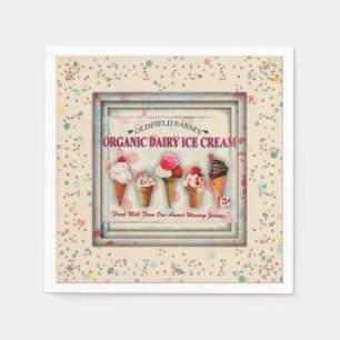 Vintage ice cream parlor sign napkin