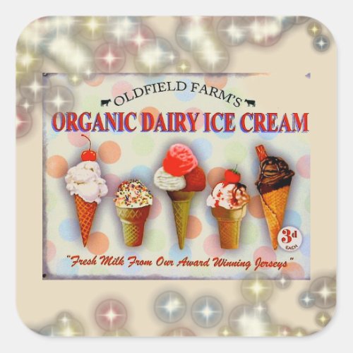 Vintage ice cream parlor sign sticker