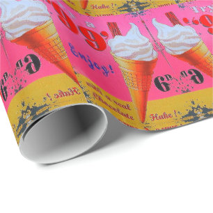 Vintage ice cream parlor sign wrapping paper