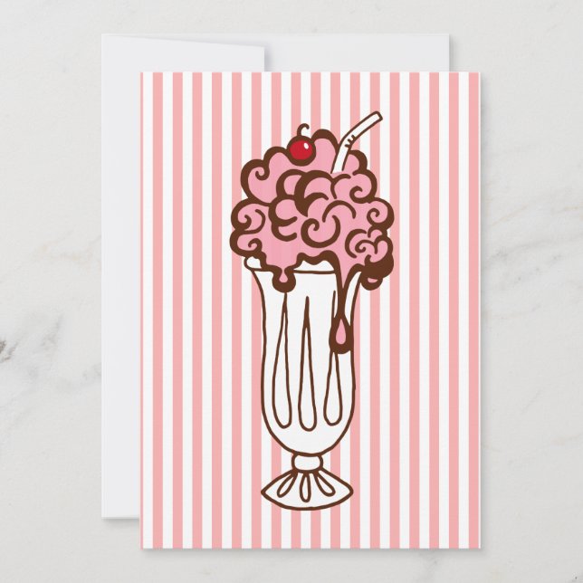 Vintage Ice Cream Soda Party Invitations (Front)