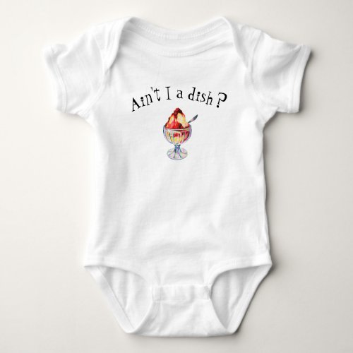 Vintage ice cream sundae cute dish baby bodysuit