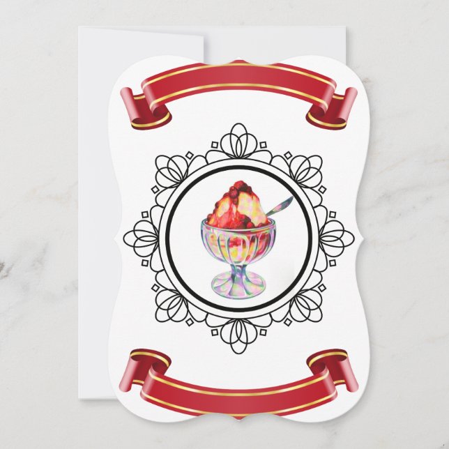 Vintage ice cream sundae invitation (Front)
