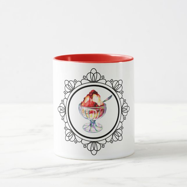 Vintage ice cream sundae red white mug (Center)