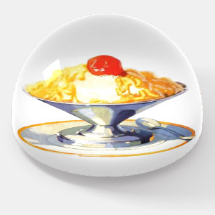 Vintage ice cream sundae retro dessert food paperweight