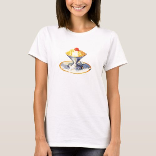 Vintage ice cream sundae retro dessert food T_Shirt