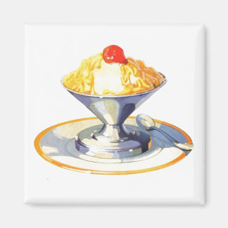 Vintage ice cream sundae retro dessert  magnet
