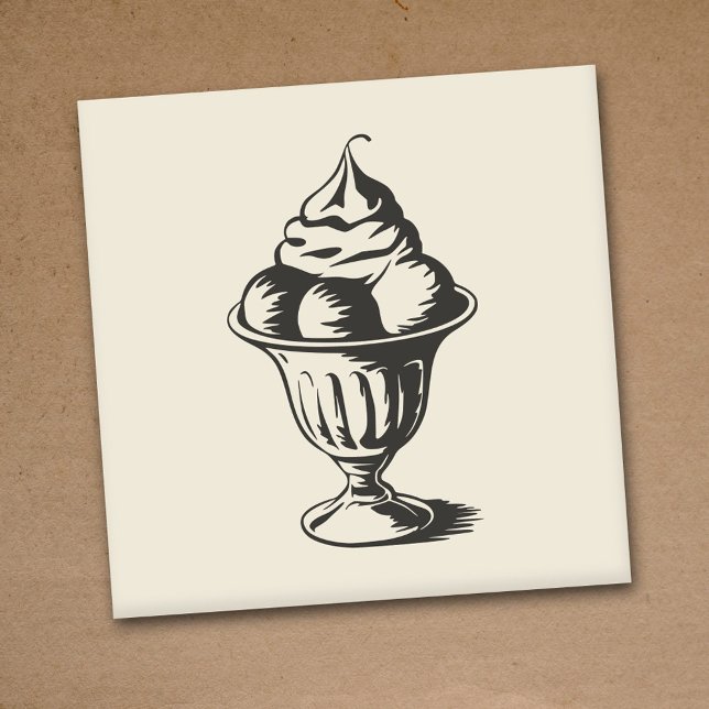 Vintage Ice Cream Sundae  Rubber Stamp (Vintage Ice Cream Sundae Rubber Stamp)