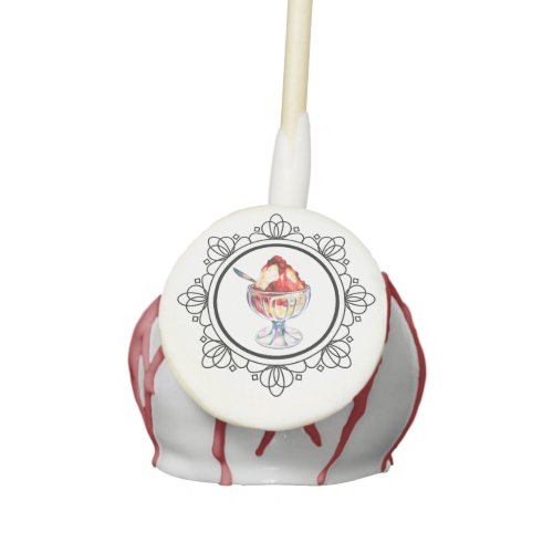 Vintage ice cream sundae white red black cake pops