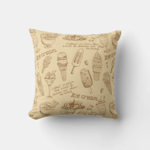 Vintage Ice Cream Throw Pillow