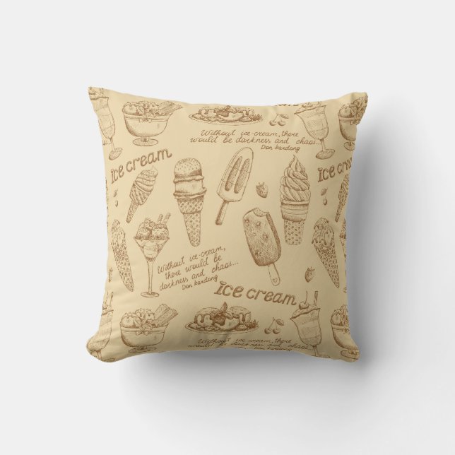 Vintage Ice Cream Throw Pillow (Front)