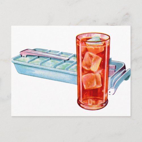 Vintage Ice Cube Tray and Beverage Postcard