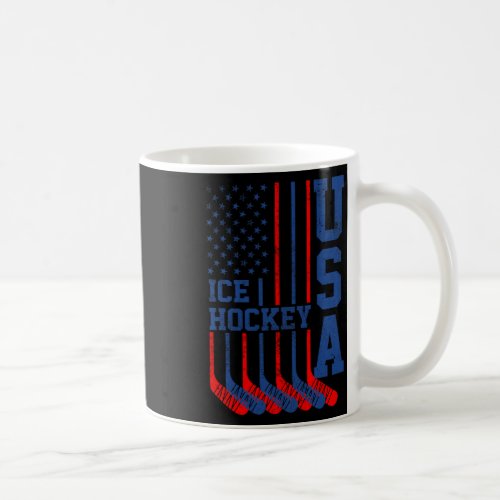 Vintage Ice Hockey 4th Of July Men Usa American Fl Coffee Mug