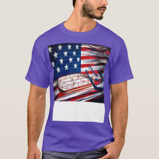 Vintage Ice Hockey 4th of July Men USA American Fl T-Shirt