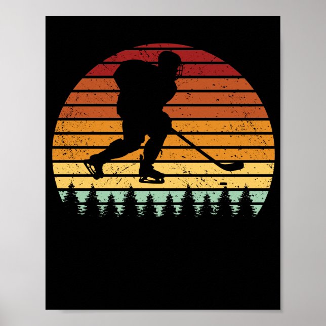 Vintage ice hockey player team retro skate poster (Front)