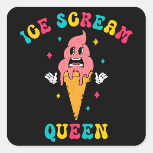 Vintage Ice Scream Queen Square Sticker