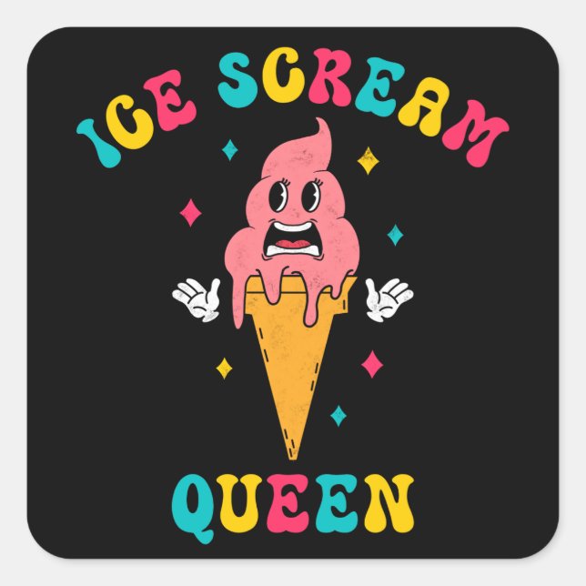 Vintage Ice Scream Queen Square Sticker (Front)