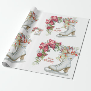 Vintage Ice Skate Holiday Wrapping Paper