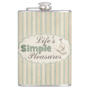 Vintage ice skates cute winter quote striped flask