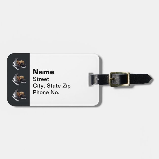 Vintage Ice Skates Luggage Tag (Front Horizontal)