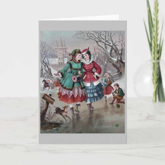 Vintage - Ice Skating on a Pond, Card (Front)
