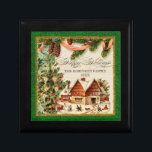 Vintage Ice Skating Ski Lodge Christmas Tree Box<br><div class="desc">COLOR PALETTE: Classic Christmas red, green and gold set the tone for this collection. DESIGN COLLECTION: Vintage Christmas outdoor ice skating rink. Buy this as a gift for your own family or as a Christmas gift for friends, family or co-workers! Or as a corporate gift for business. It's so easy...</div>