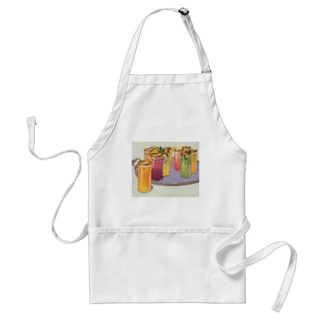 Vintage Iced Drinks on a Tray Adult Apron (Front)