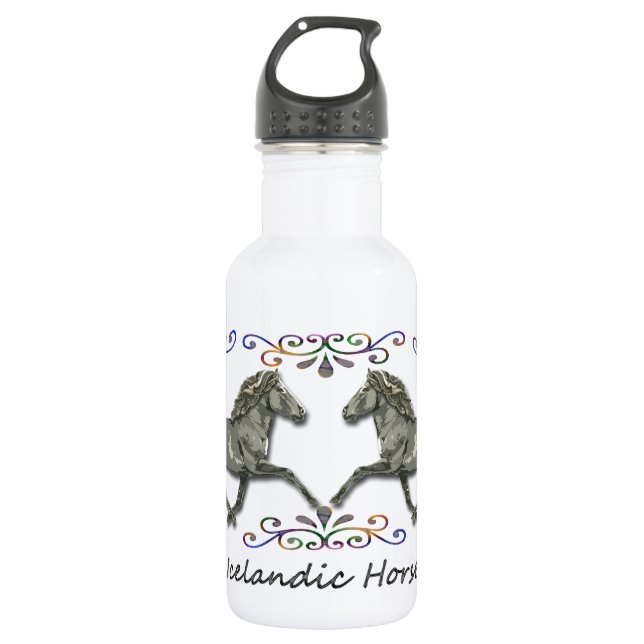 Vintage Icelandic Horses Stainless Steel Water Bottle (Front)