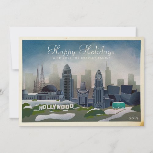 Vintage Iconic Los Angeles Winter Non_Photo Holiday Card