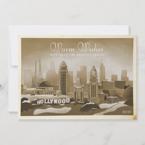 Vintage Iconic Los Angeles Winter Non_Photo Holiday Card