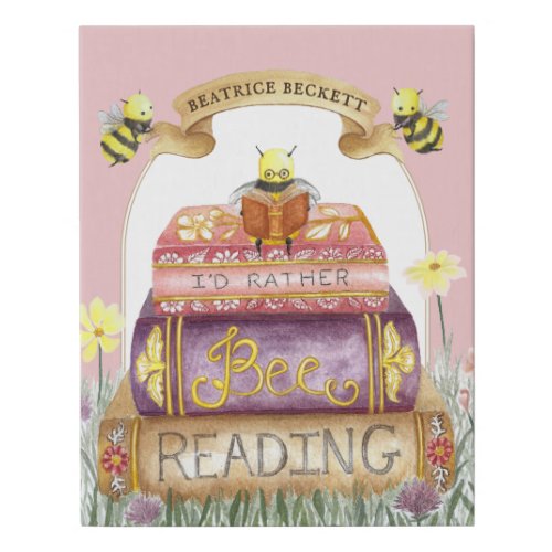 Vintage Id Rather Bee Reading Bookworm Wall Art