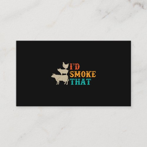 Vintage Id Smoke That Barbecue Grilling BBQ Smoker Business Card