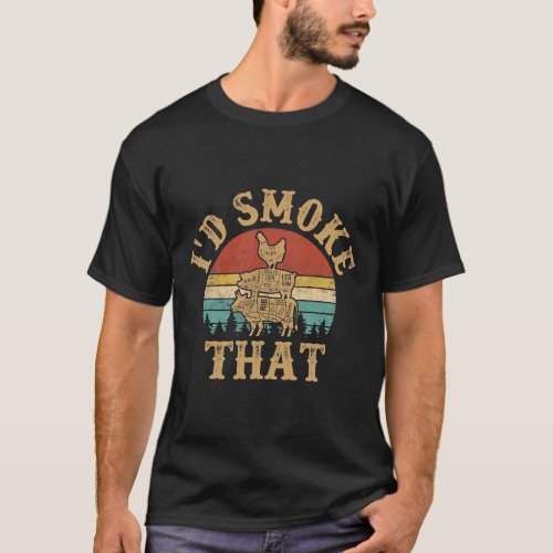 Vintage Id Smoke That Barbecue Grilling BBQ Smoker T_Shirt