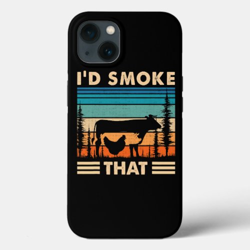 Vintage Id Smoke That Funny BBQ Smoker Barbecue Gr iPhone 13 Case