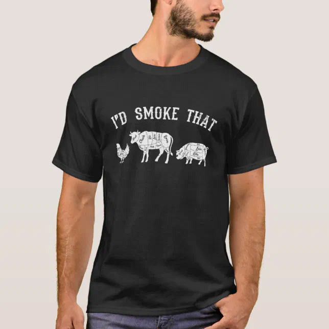 Funny Distressed I'd Smoke That Pork Pig Vintage Barbeque T-Shirt Funny Distressed I'd Smoke That Pork Pig Vintage Barbeque T-Shirt