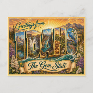 Vintage Idaho Greeting From Postcard