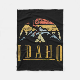 Vintage Idaho Mountains Camping Campfire Retro T S Fleece Blanket