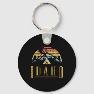 Vintage Idaho Mountains Camping Campfire Retro T S Keychain
