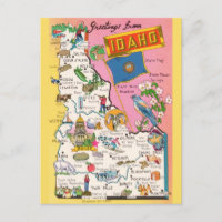 Vintage Idaho State Map Postcard