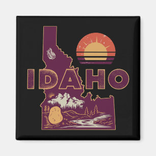 Vintage Idaho Travel Map Retro American State Magnet