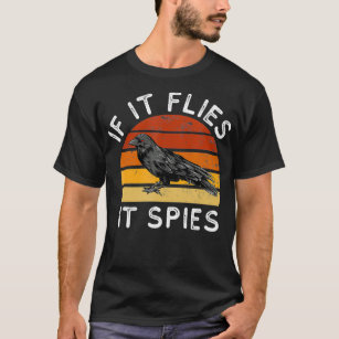 Vintage If It Flies It Spies Crow beard chart  T-Shirt