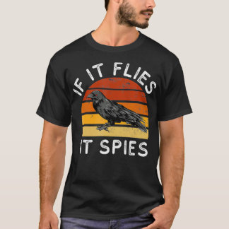 Vintage If It Flies It Spies Crow beard chart T-Shirt