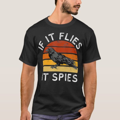Vintage If It Flies It Spies Crow beard chart  T_Shirt