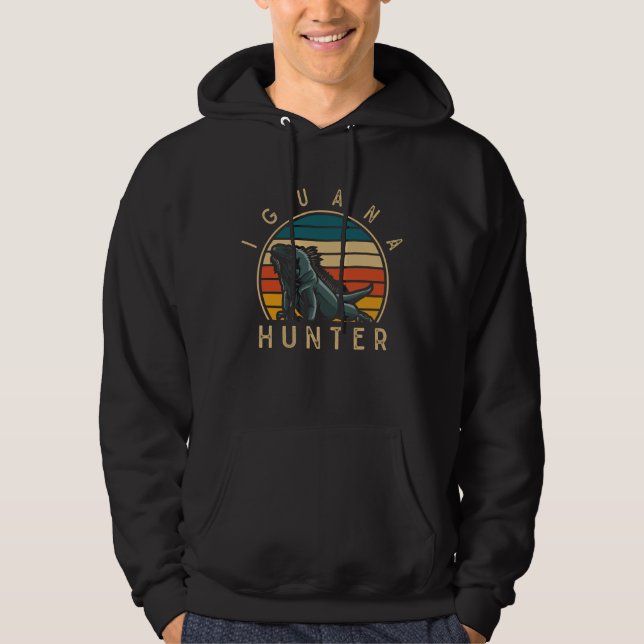Vintage Iguana Hunter Funny Reptile Lover Hoodie (Front)