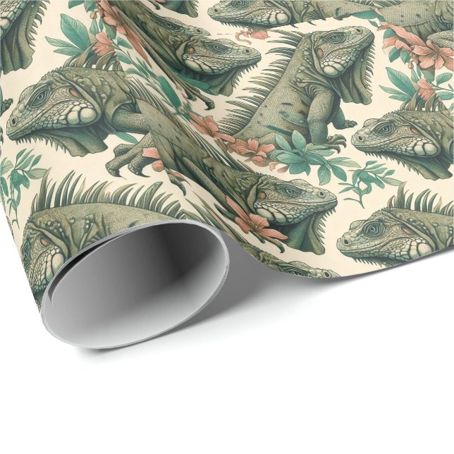 Vintage Iguana Pattern Wrapping Paper (Roll Corner)