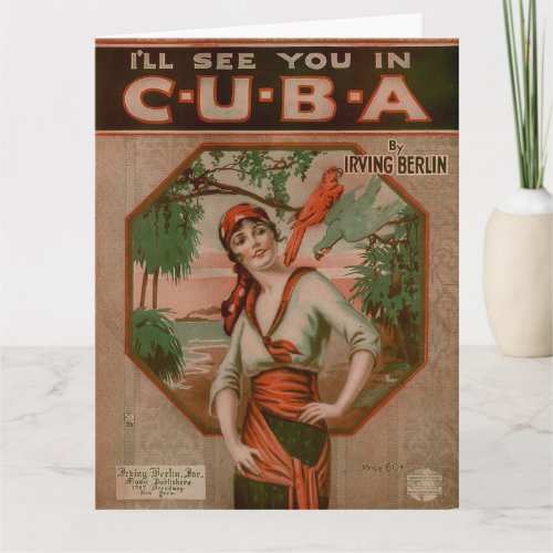 Vintage Ill See You in Cuba Travel Card