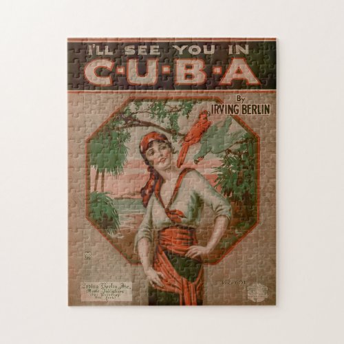 Vintage Ill See You in Cuba Travel Jigsaw Puzzle