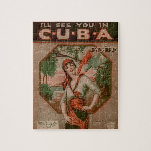 Vintage Ill See You in Cuba Travel Jigsaw Puzzle